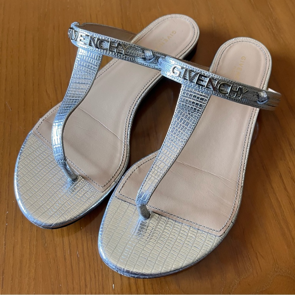 Givenchy Silver Logo Sandals